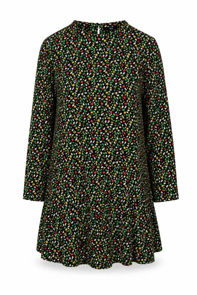 Next Womens Multicoloured Floral Shift Dress UK 16 Long Sleeve Crew Neck