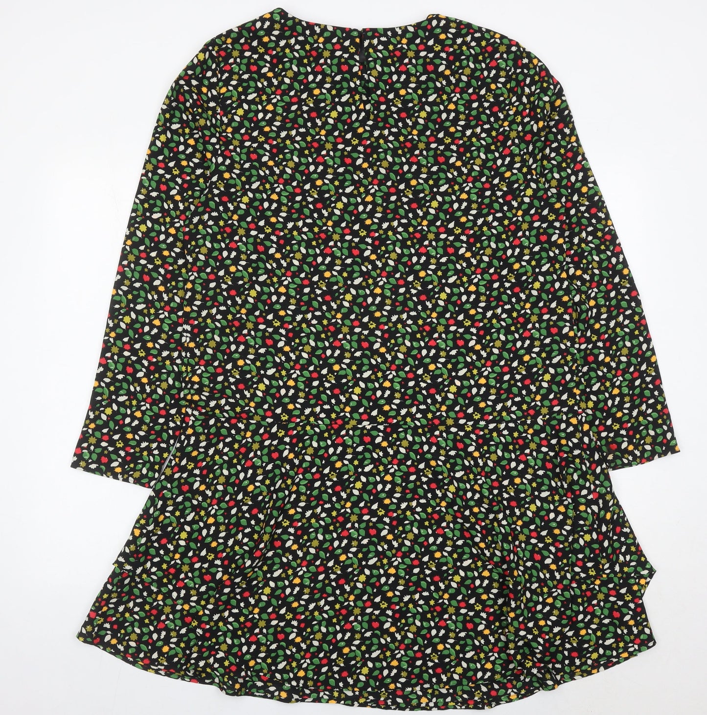 Next Womens Multicoloured Floral Shift Dress UK 16 Long Sleeve Crew Neck