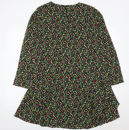 Next Womens Multicoloured Floral Shift Dress UK 16 Long Sleeve Crew Neck