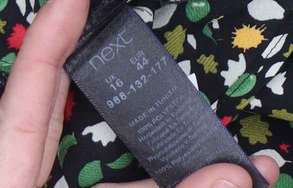 Next Womens Multicoloured Floral Shift Dress UK 16 Long Sleeve Crew Neck