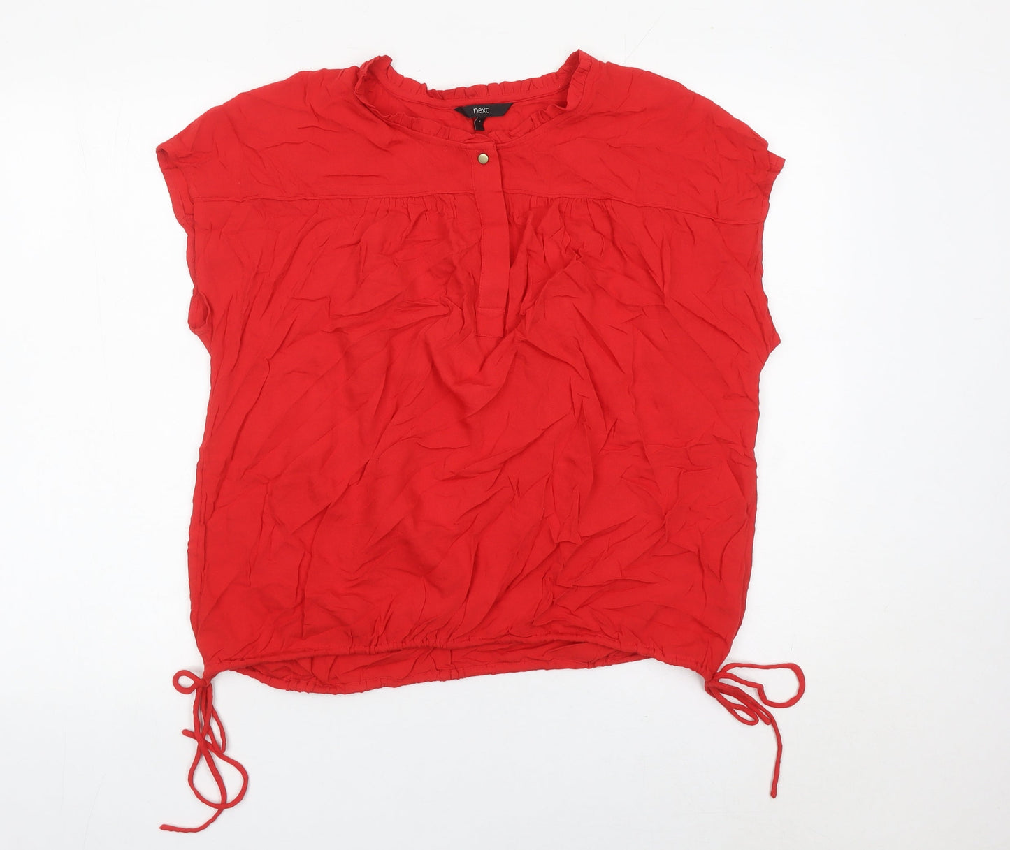 Next Women’s Red Viscose Tunic Blouse Size 8 Short Sleeve