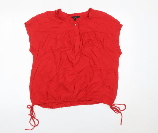Next Women’s Red Viscose Tunic Blouse Size 8 Short Sleeve