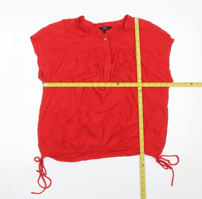 Next Women’s Red Viscose Tunic Blouse Size 8 Short Sleeve