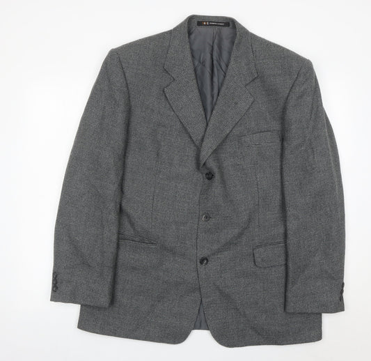 DAKS Men’s Grey Wool Blazer Jacket 42R Single-Breasted