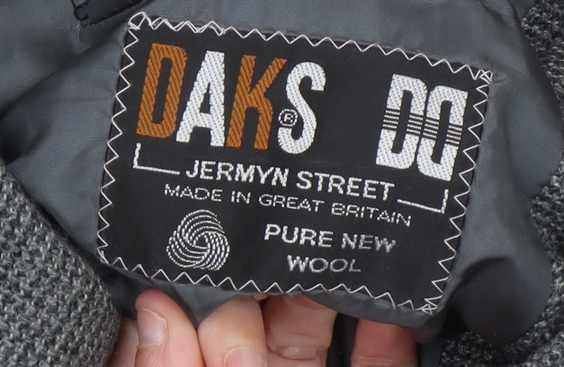 DAKS Men’s Grey Wool Blazer Jacket 42R Single-Breasted