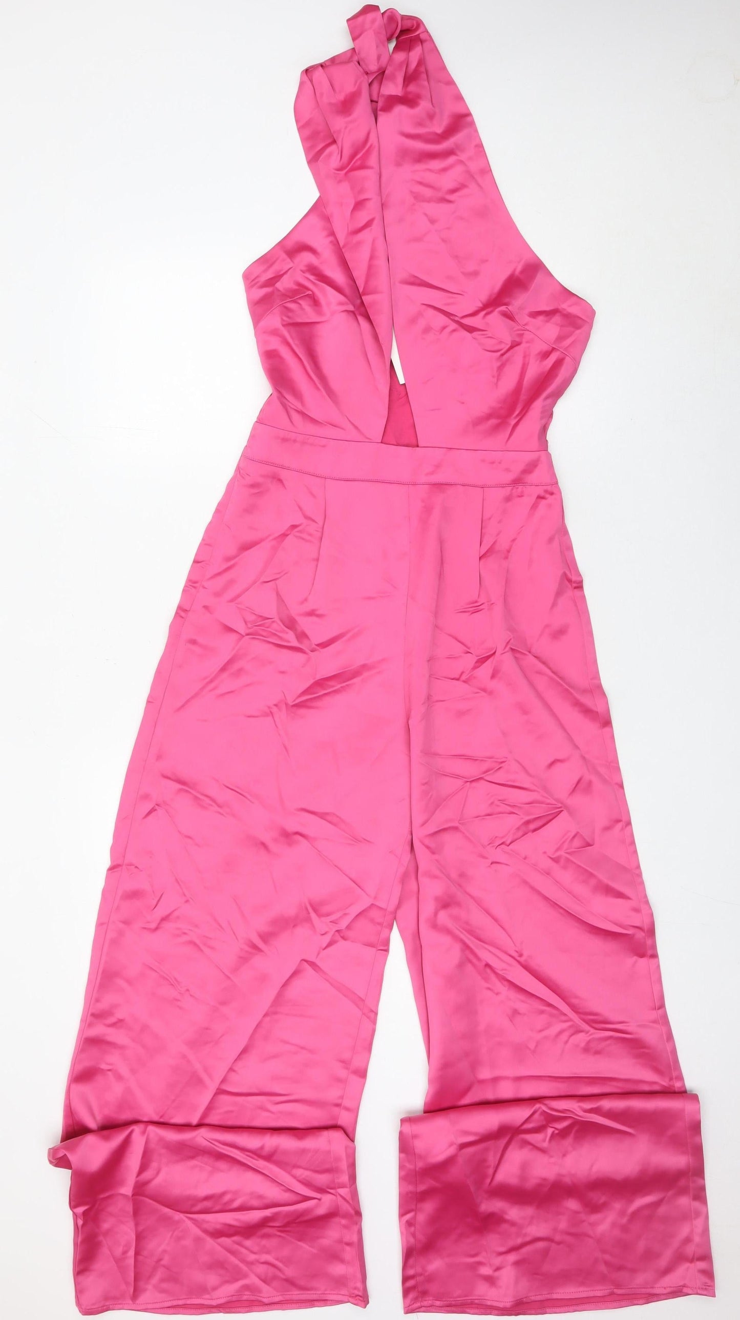 In The Style Women’s Pink Halter Wide-Leg Jumpsuit Size 8