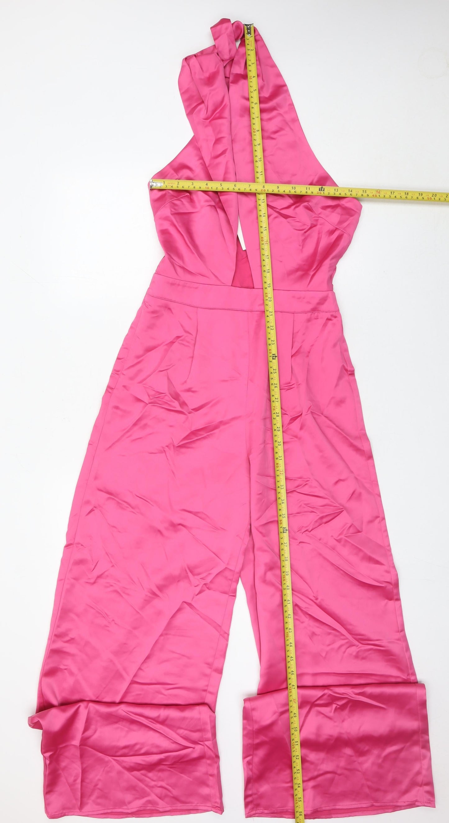 In The Style Women’s Pink Halter Wide-Leg Jumpsuit Size 8