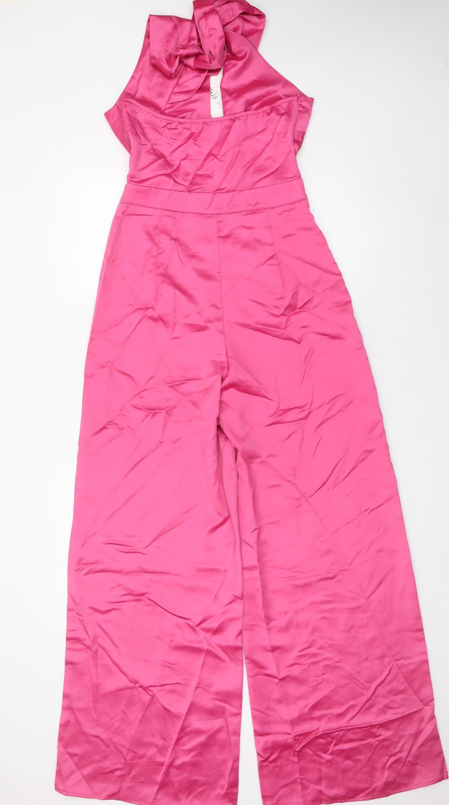 In The Style Women’s Pink Halter Wide-Leg Jumpsuit Size 8