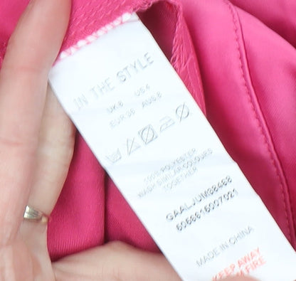 In The Style Women’s Pink Halter Wide-Leg Jumpsuit Size 8