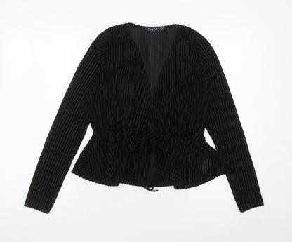 Womens UK Size 8 LOTD Black Wrap Blouse