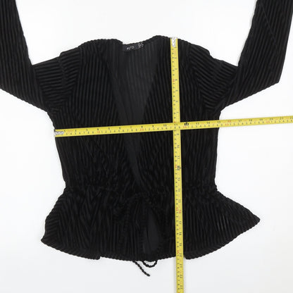 Womens UK Size 8 LOTD Black Wrap Blouse