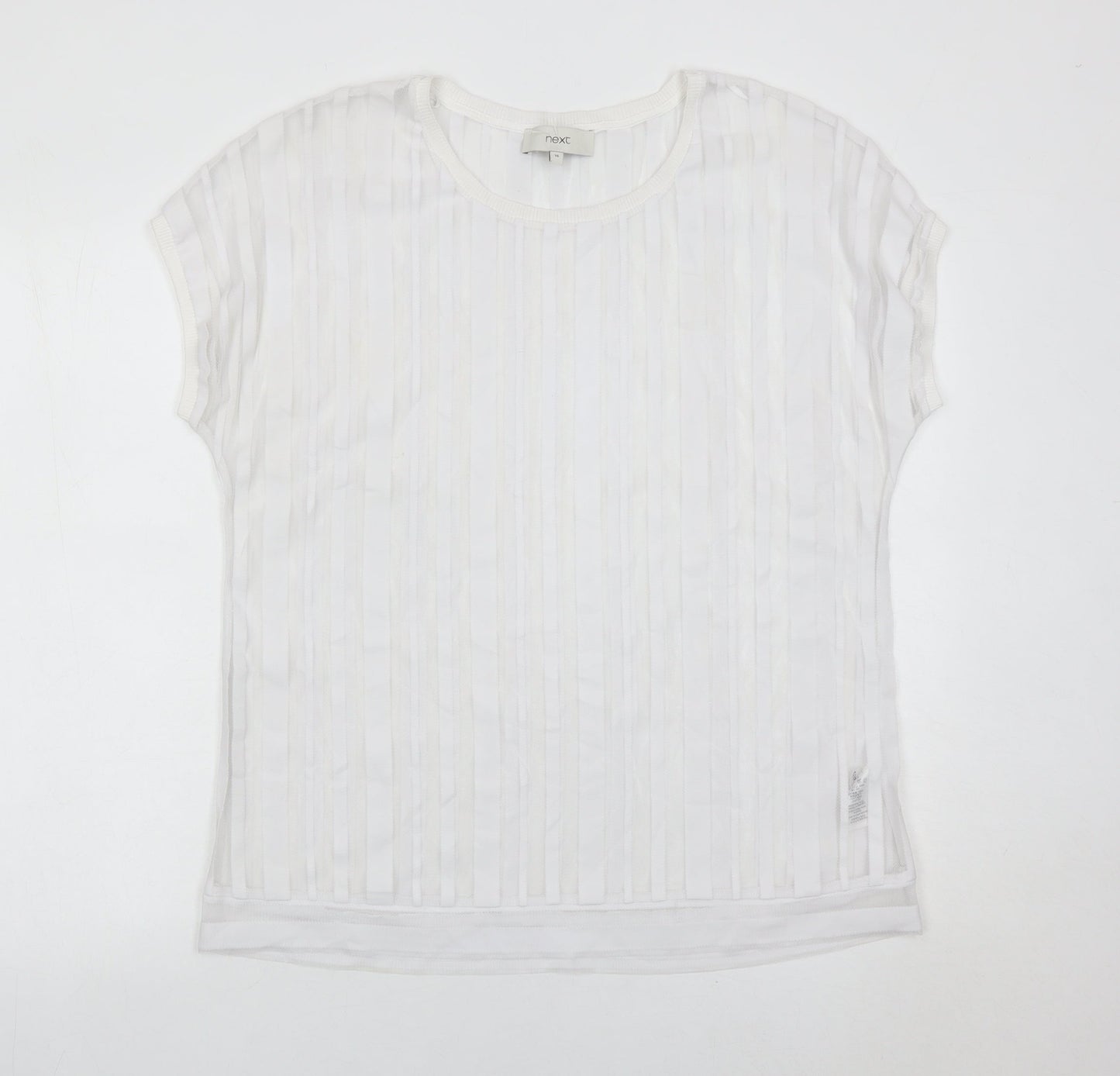 Next Women White Size 16 Short Sleeve Striped Lightweight T-Shirt