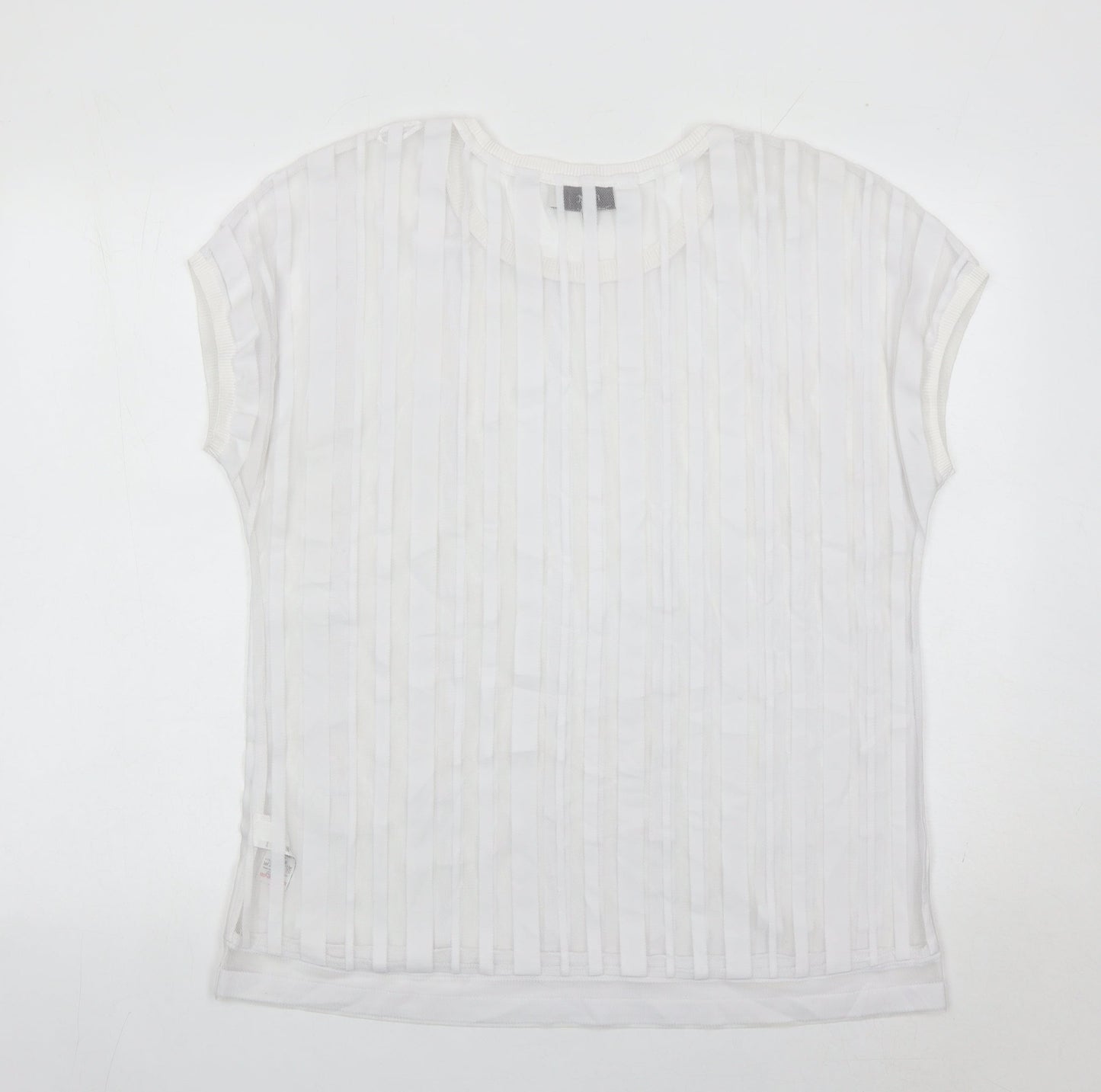 Next Women White Size 16 Short Sleeve Striped Lightweight T-Shirt