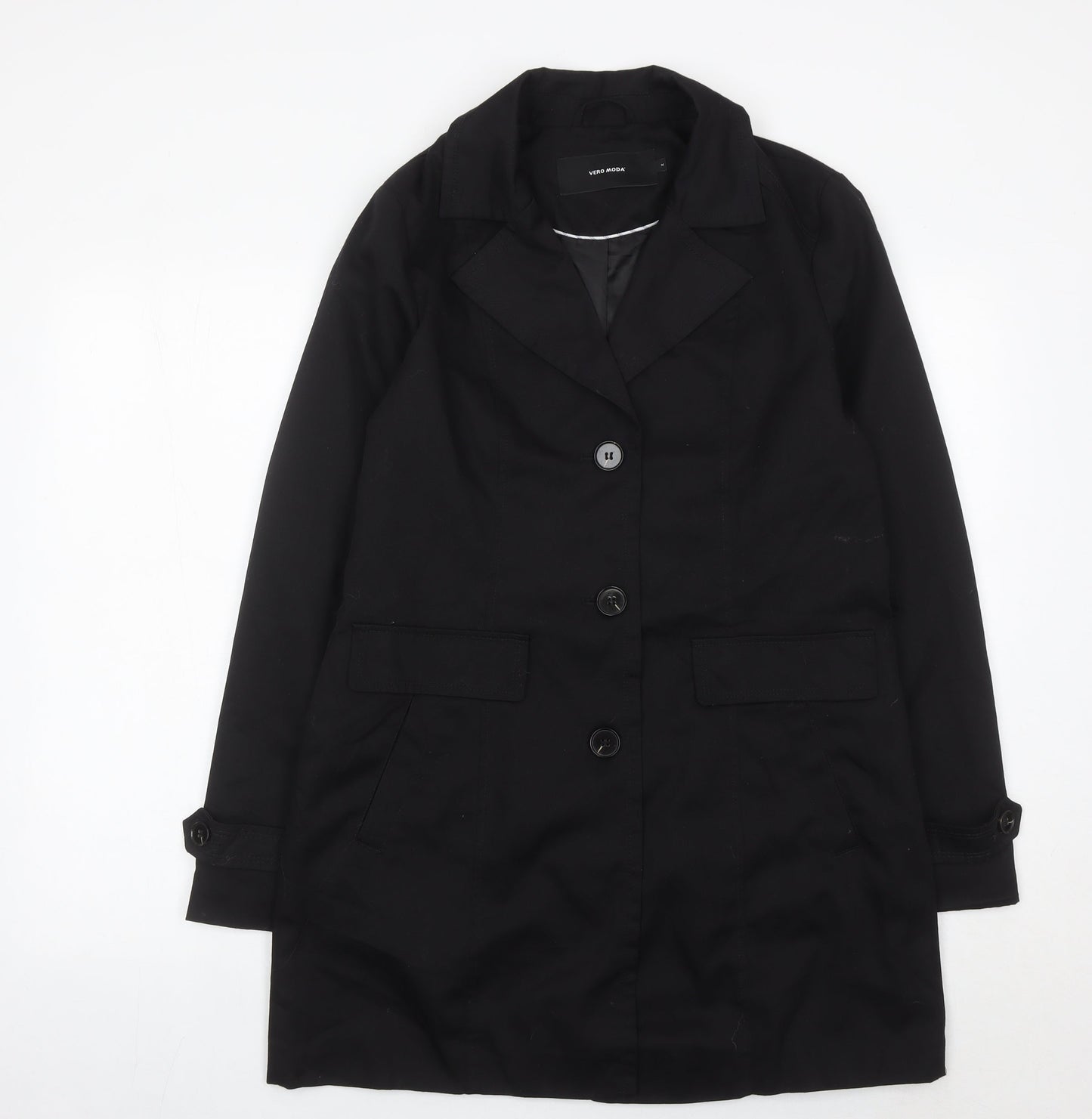 Womens UK Size M VERO MODA Black Overcoat