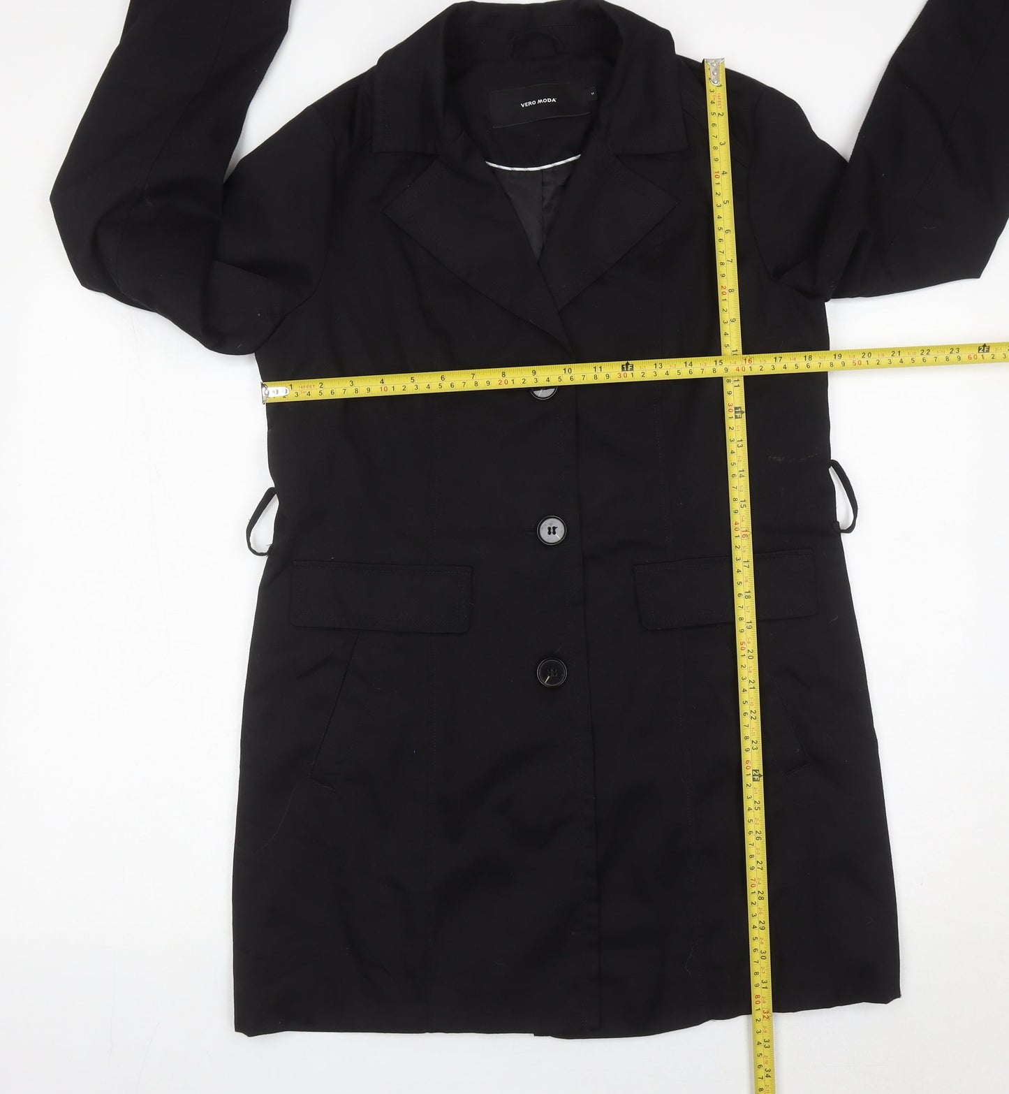 Womens UK Size M VERO MODA Black Overcoat