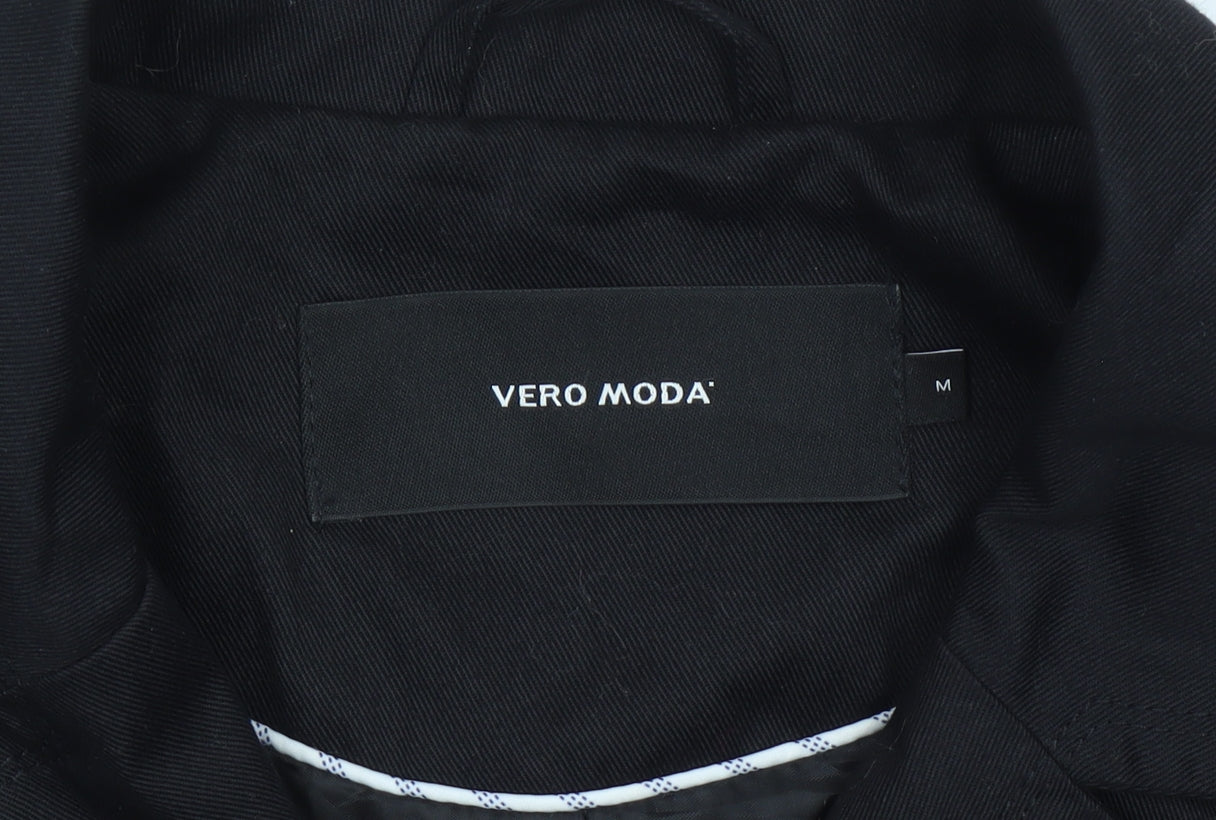 Womens UK Size M VERO MODA Black Overcoat