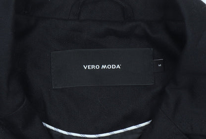 Womens UK Size M VERO MODA Black Overcoat