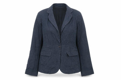 Kew Womens Blue Linen Blazer Jacket Size 12 Single Breasted