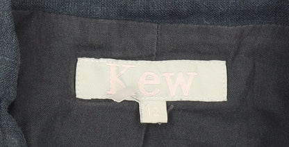 Kew Womens Blue Linen Blazer Jacket Size 12 Single Breasted