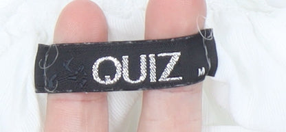 Quiz Women White Off Shoulder Ruffle Tunic Blouse Size M