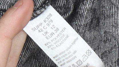 Kaleidoscope Women’s Grey Black Shift Dress UK 12 Scoop Neck 3/4 Sleeve