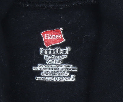 Hanes Women’s Black Pullover Hoodie Size S Graphic Logo Sweatshirt