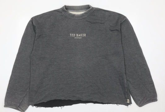 Ted Baker Men’s Grey Logo Sweatshirt Pullover Size L Crew Neck Cotton