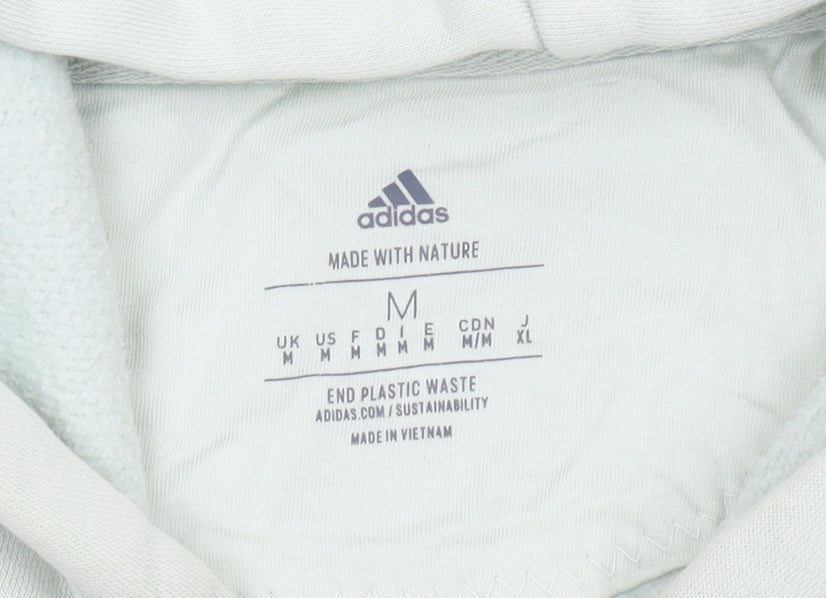 Adidas Women's Green Hoodie Medium Pullover Organic Cotton Blend
