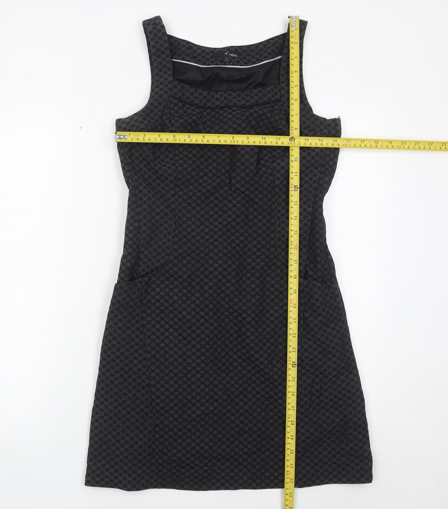 Next Women’s Black Geometric Sheath Dress Size 8 Sleeveless