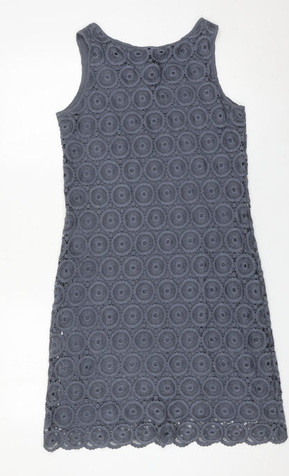 Monsoon Women’s Grey Crochet Shift Dress Size 10 Sleeveless