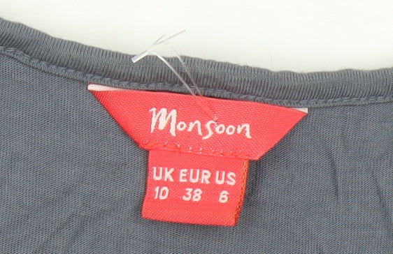 Monsoon Women’s Grey Crochet Shift Dress Size 10 Sleeveless