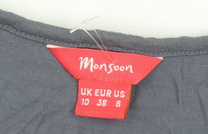 Monsoon Women’s Grey Crochet Shift Dress Size 10 Sleeveless