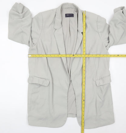 Marks and Spencer Women Grey Size 16 Regular Fit Blazer Jacket