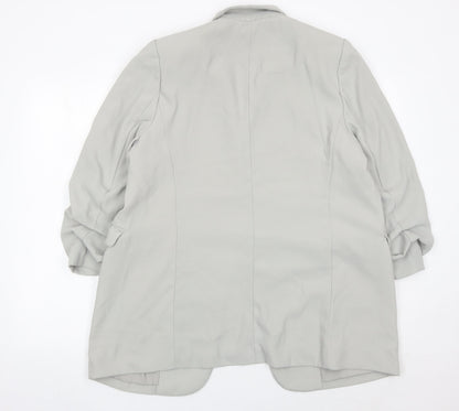 Marks and Spencer Women Grey Size 16 Regular Fit Blazer Jacket