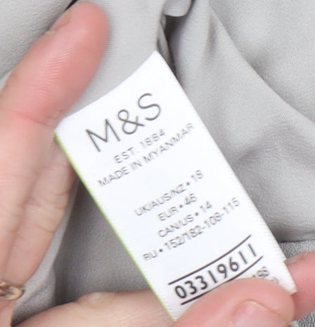 Marks and Spencer Women Grey Size 16 Regular Fit Blazer Jacket
