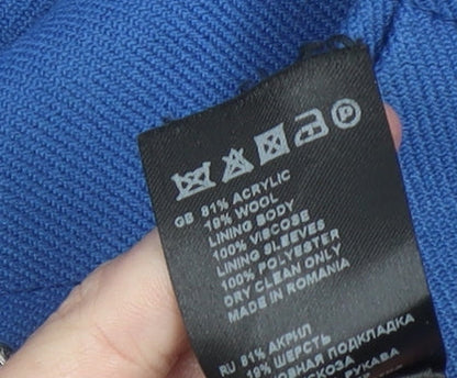 Reiss Women’s Blue Wool Blend Mid-Length Formal Coat Size S