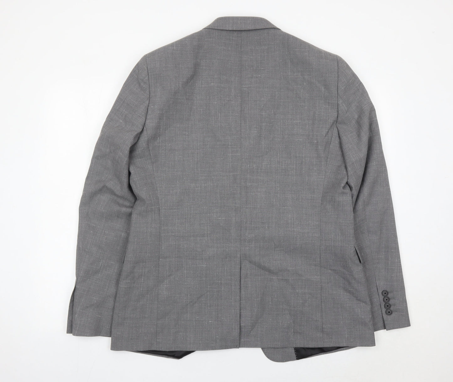 Kin Men’s Grey Wool Blend 44R Blazer Jacket Two Button Notch Lapel