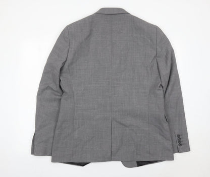 Kin Men’s Grey Wool Blend 44R Blazer Jacket Two Button Notch Lapel