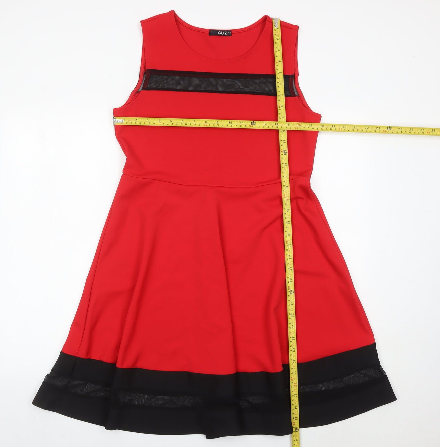 Quiz Women's Red Black A-Line Party Dress Size 16 Sleeveless