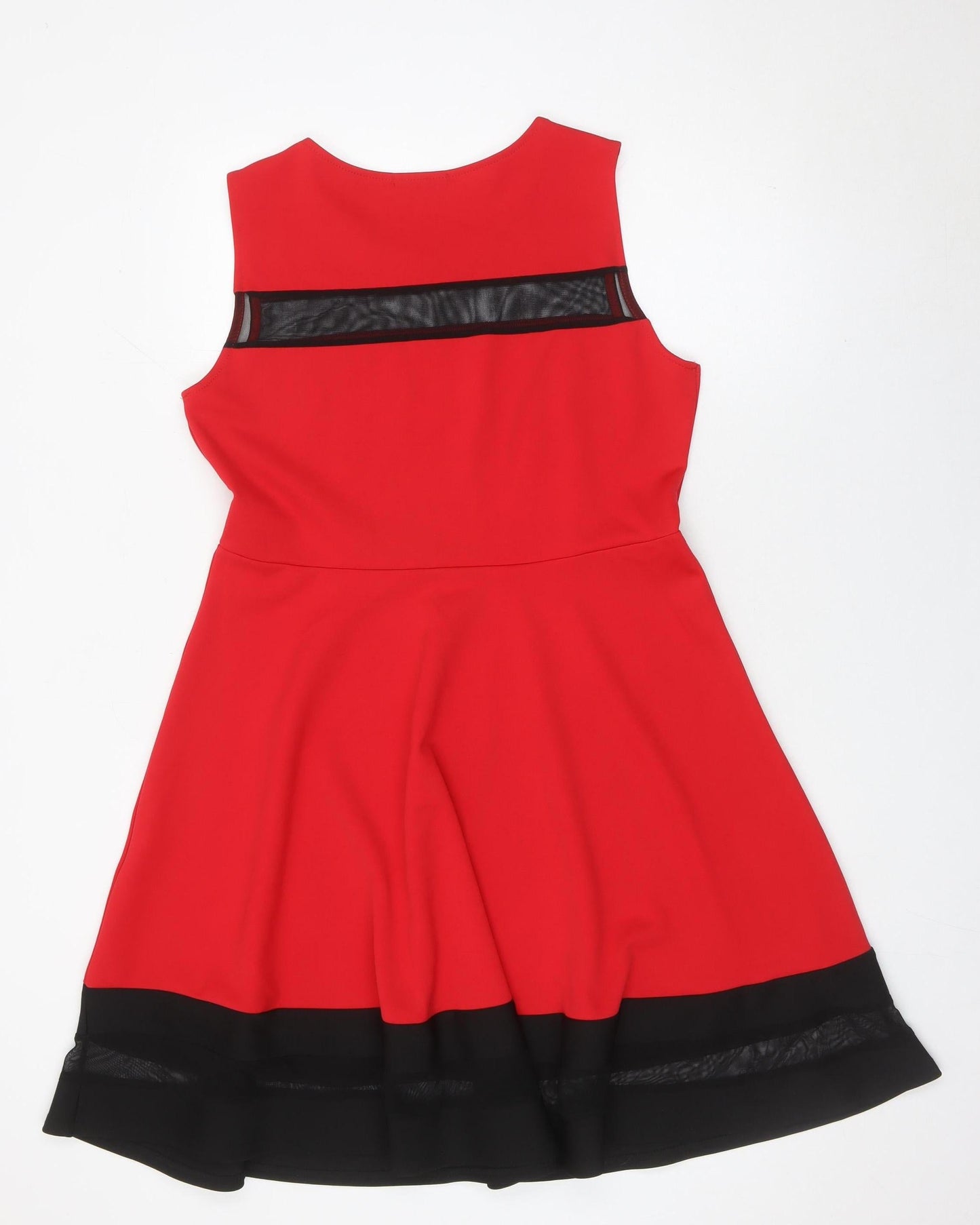 Quiz Women's Red Black A-Line Party Dress Size 16 Sleeveless