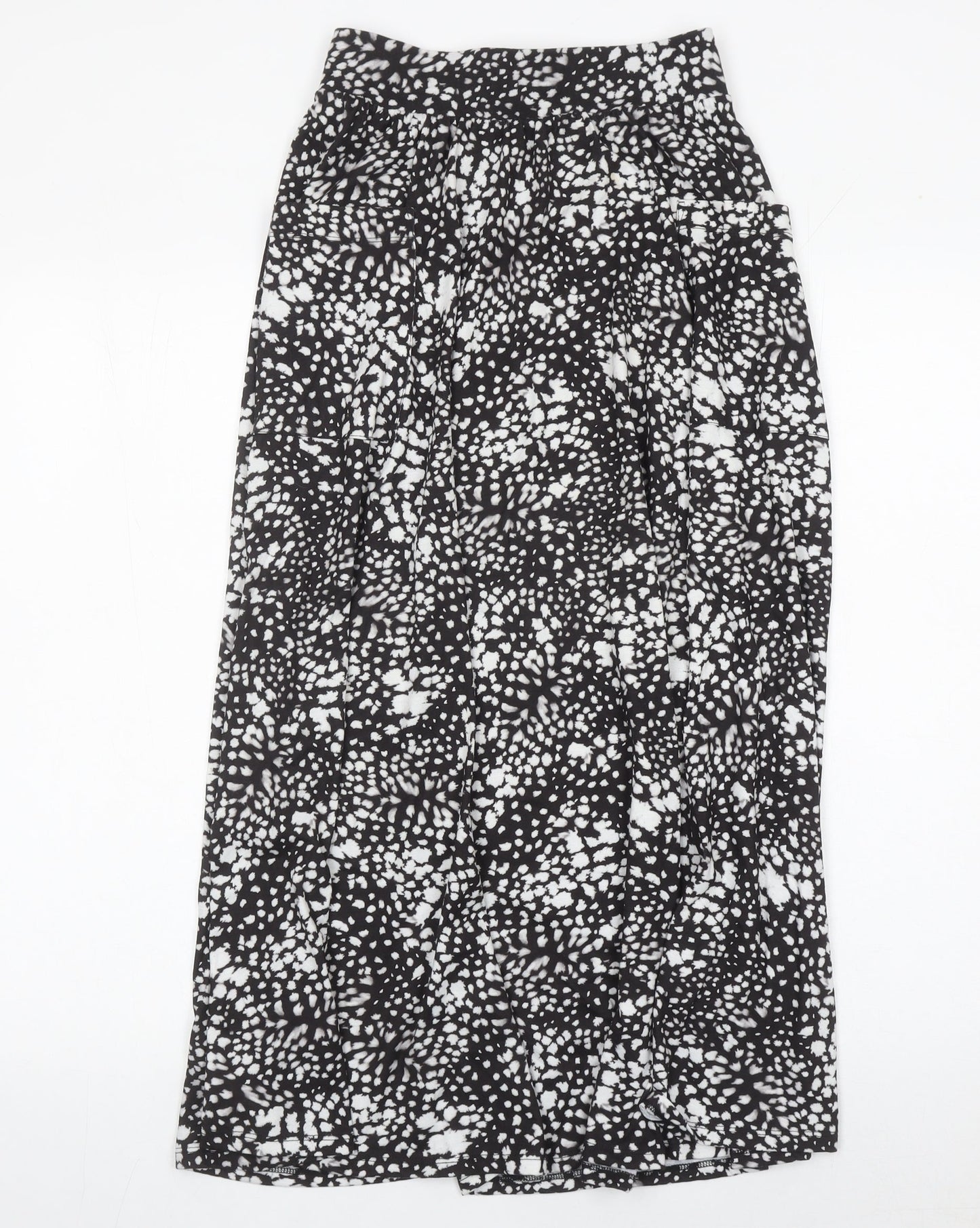 ASOS Women’s Black Geometric Midi Skirt Size 8 A-Line Stretch