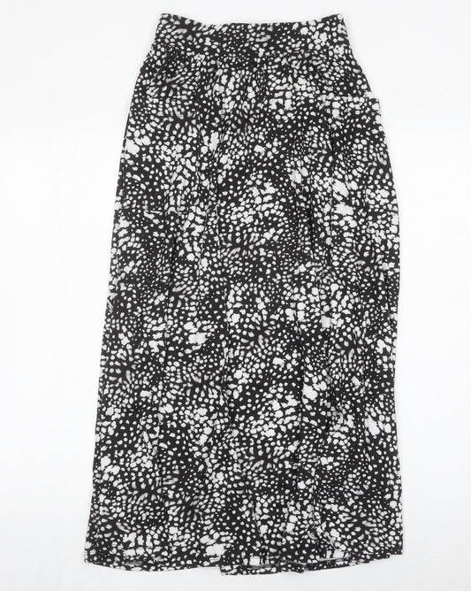 ASOS Women’s Black Geometric Midi Skirt Size 8 A-Line Stretch
