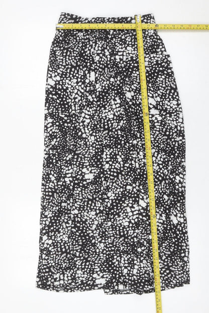ASOS Women’s Black Geometric Midi Skirt Size 8 A-Line Stretch