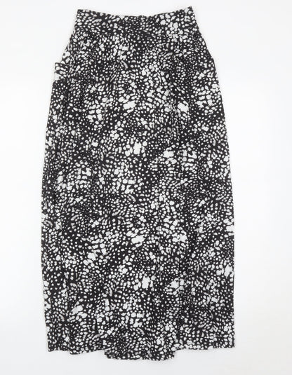 ASOS Women’s Black Geometric Midi Skirt Size 8 A-Line Stretch