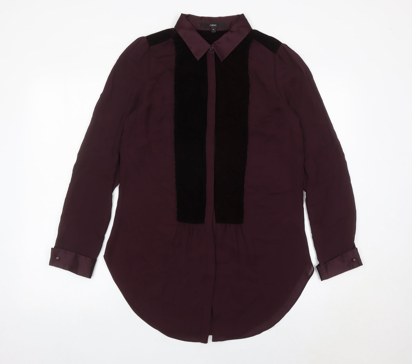 Next Womens Purple Long Sleeve Collared Blouse Size 10 Polyester