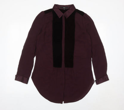 Next Womens Purple Long Sleeve Collared Blouse Size 10 Polyester