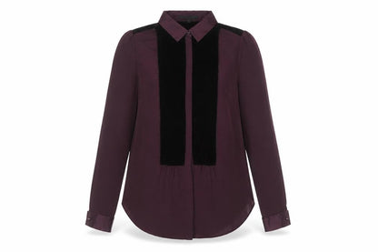 Next Womens Purple Long Sleeve Collared Blouse Size 10 Polyester
