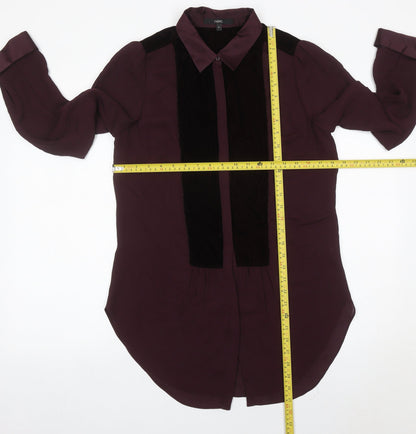 Next Womens Purple Long Sleeve Collared Blouse Size 10 Polyester