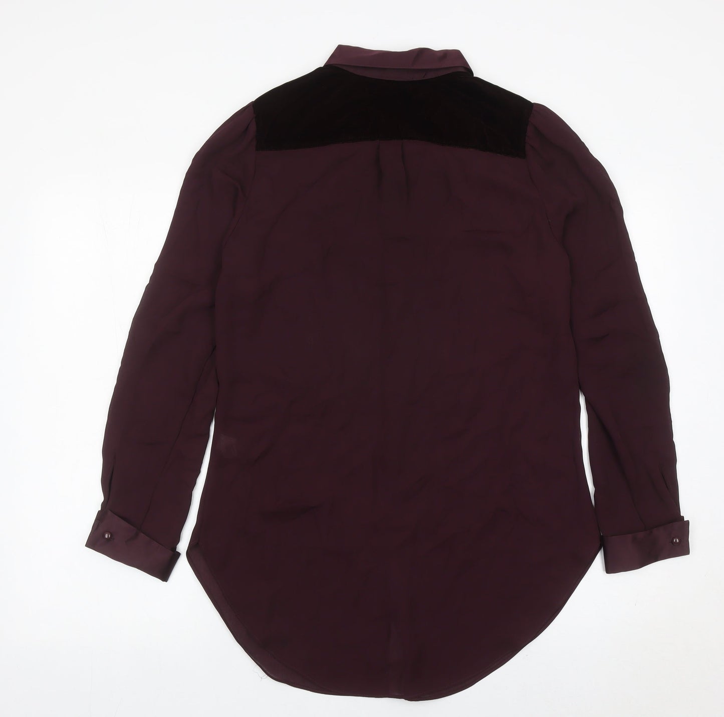 Next Womens Purple Long Sleeve Collared Blouse Size 10 Polyester