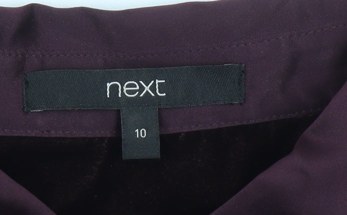 Next Womens Purple Long Sleeve Collared Blouse Size 10 Polyester